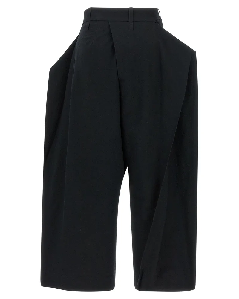 Issey Miyake Architectural Draped Panel Shorts — Black Black