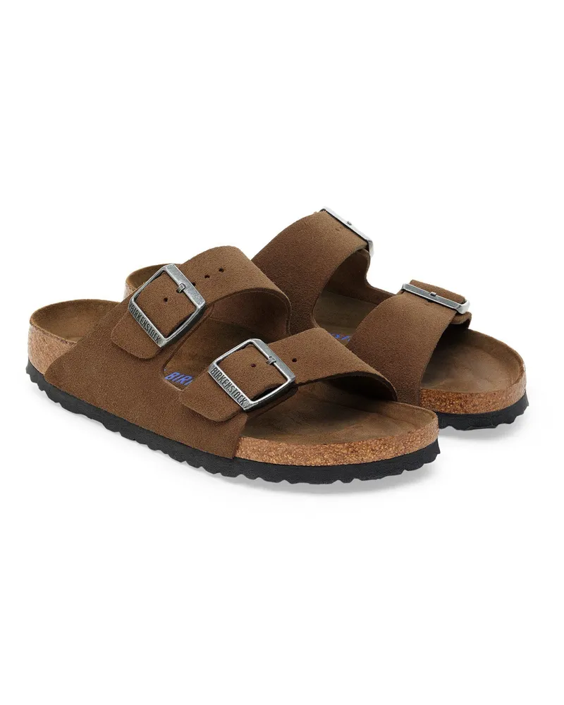 Birkenstock Unisex Sandals Arizona Dark Tea Suede Leather And Eva Slippers Flat Shoes Brown