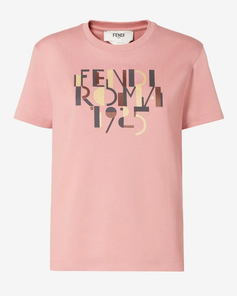 Fendi Women's Cotton T-Shirt With Logo Pink T-Shirts & Jerseys Pink