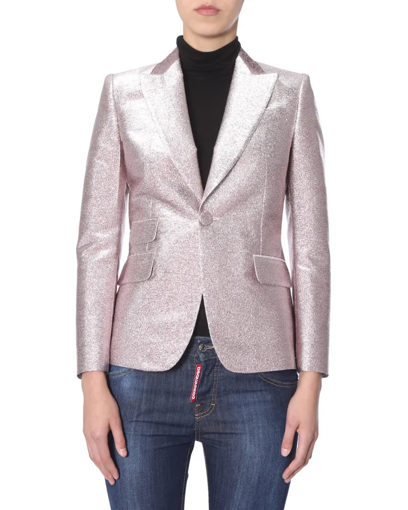 Dsquared2 Padded-Shoulder Smoking Blazer — Pink Pink