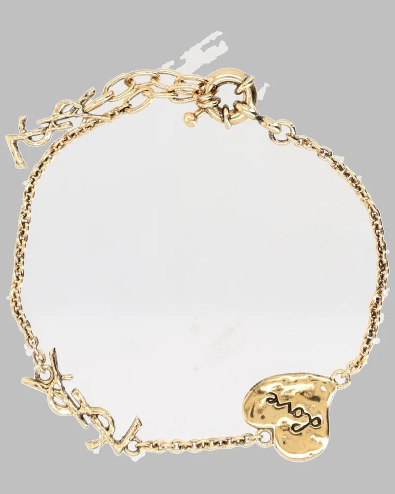 Saint Laurent Cassandre Heart Bracelet — Gold Gold