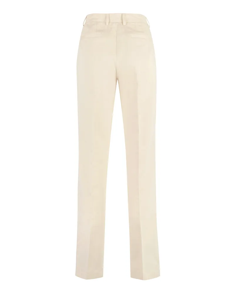 PT TORINO Women's Ambra Cotton-Linen Straight Trousers Cream Beige