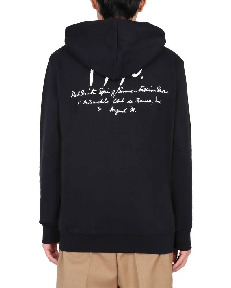 Paul Smith Cotton Drawstring Hood Sweatshirt — Black Black