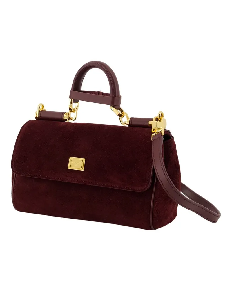 Dolce & Gabbana My Sicily Calfskin Leather Shoulder Bag — Burgundy Burgundy