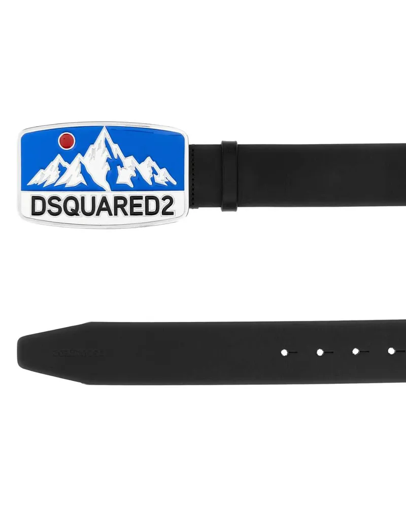Dsquared2 Mountain Logo Buckle Belt — Black Black