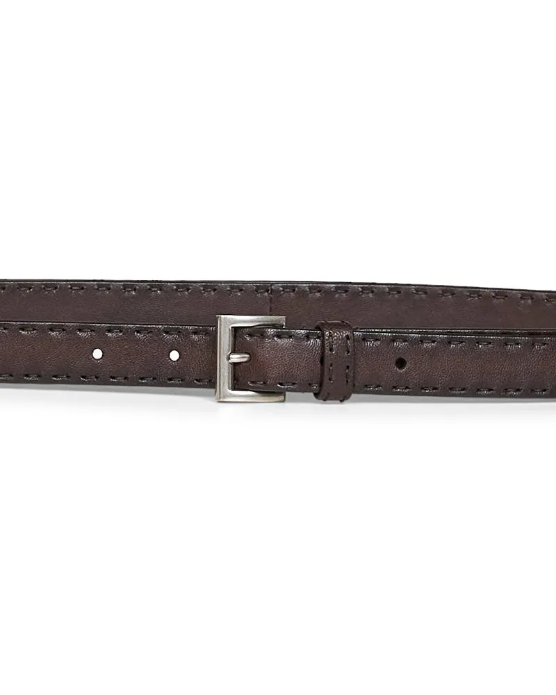 Prada Women's Leather Belt Antiqued Nappa Coffee Brown Lambskin Brown
