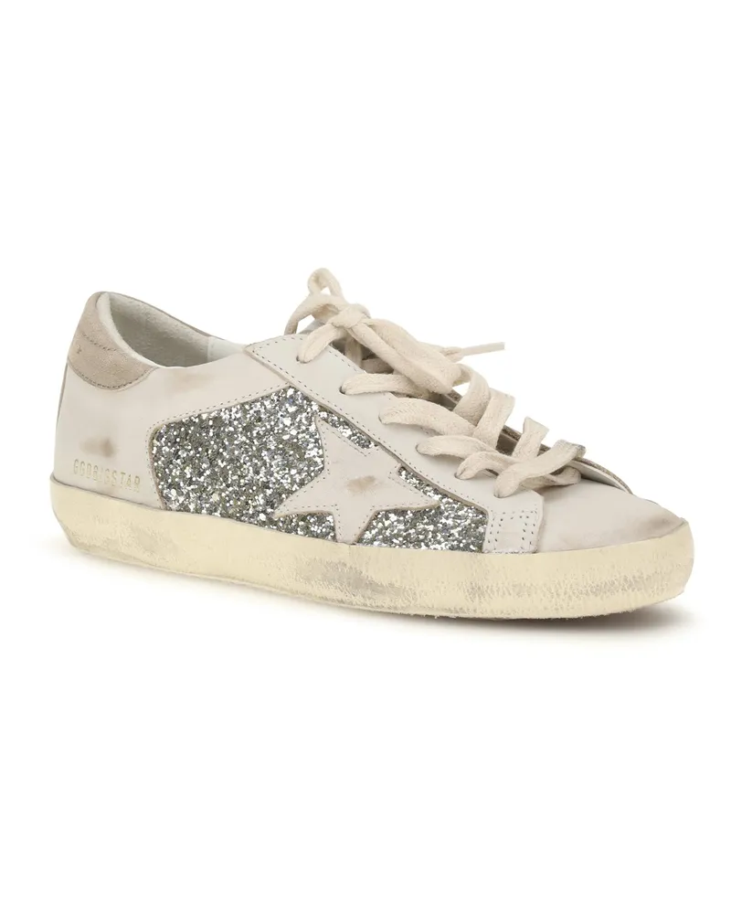 Golden Goose Women's Sneakers Super Star White-Platinum-Beige Calf Leather Trainers White/platinum/beige White