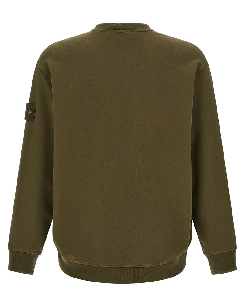 Stone Island Organic Cotton Crew Neck Sweatshirt — Olive Olive