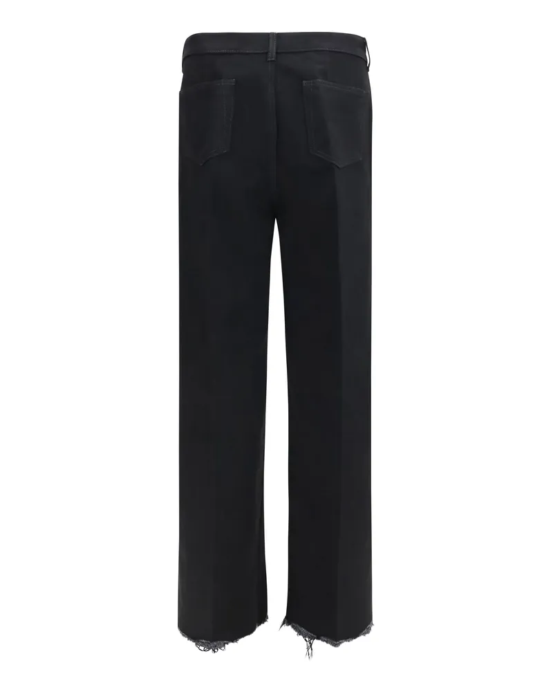 Rick Owens Men's Wide-Leg Jeans With Frayed Hem Black Cotton Black