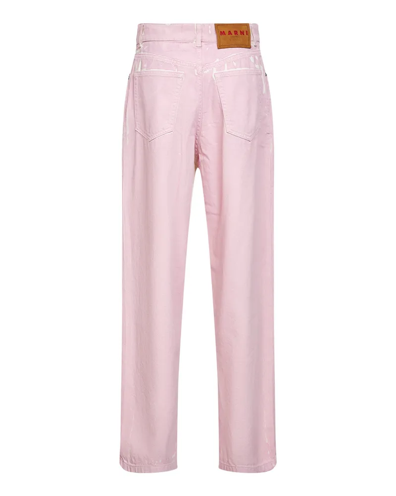 Marni Women's Pink Denim Straight-Leg Jeans Cotton Pink