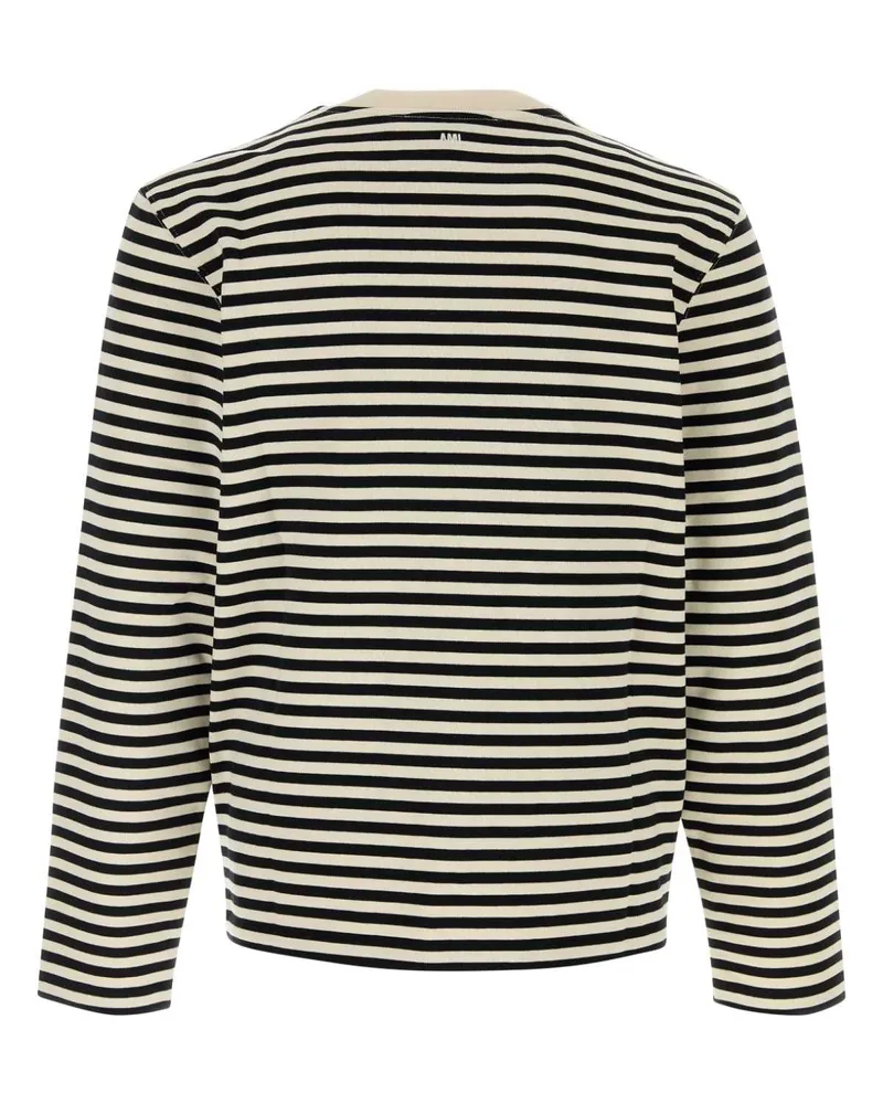 AMI Paris Striped Cotton T-shirt — Navy Navy