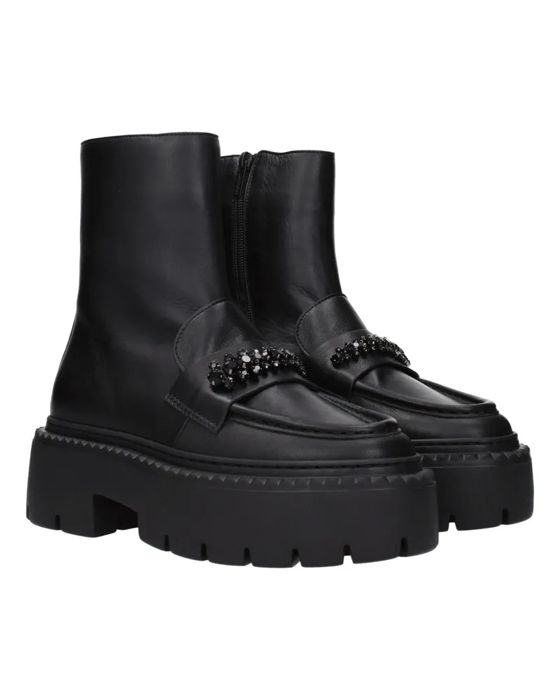 Jimmy Choo Women's Black Leather Ankle Boots Black