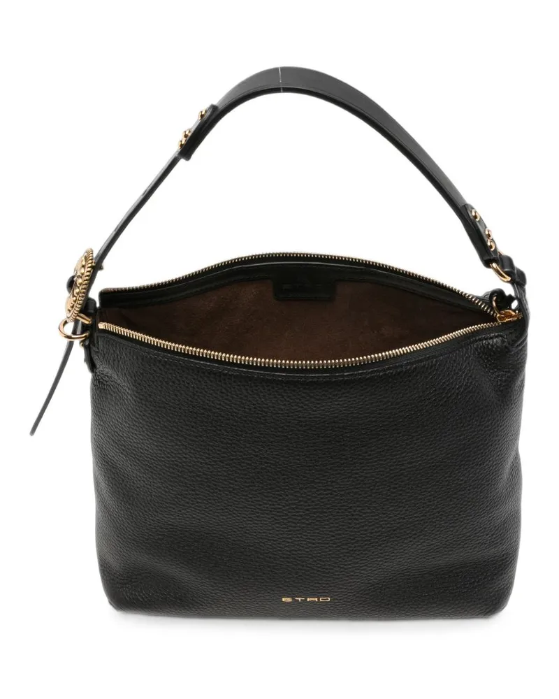 Etro Grainy Leather Shoulder Bag — Black Black