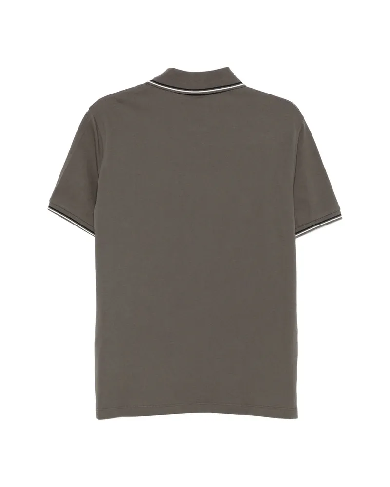 Emporio Armani Logo-Embroidered Cotton Polo — Gray Gray