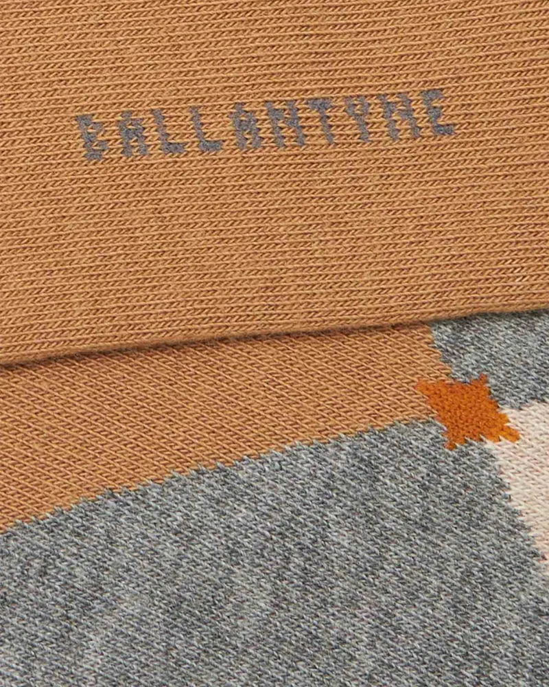 Ballantyne Diamond-Pattern Calf-Length Socks Dark