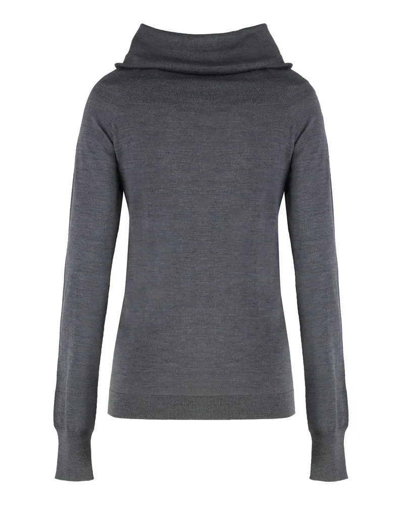 Stella McCartney Women's Turtleneck Sweater Dark Grey Melange Virgin Wool Gray