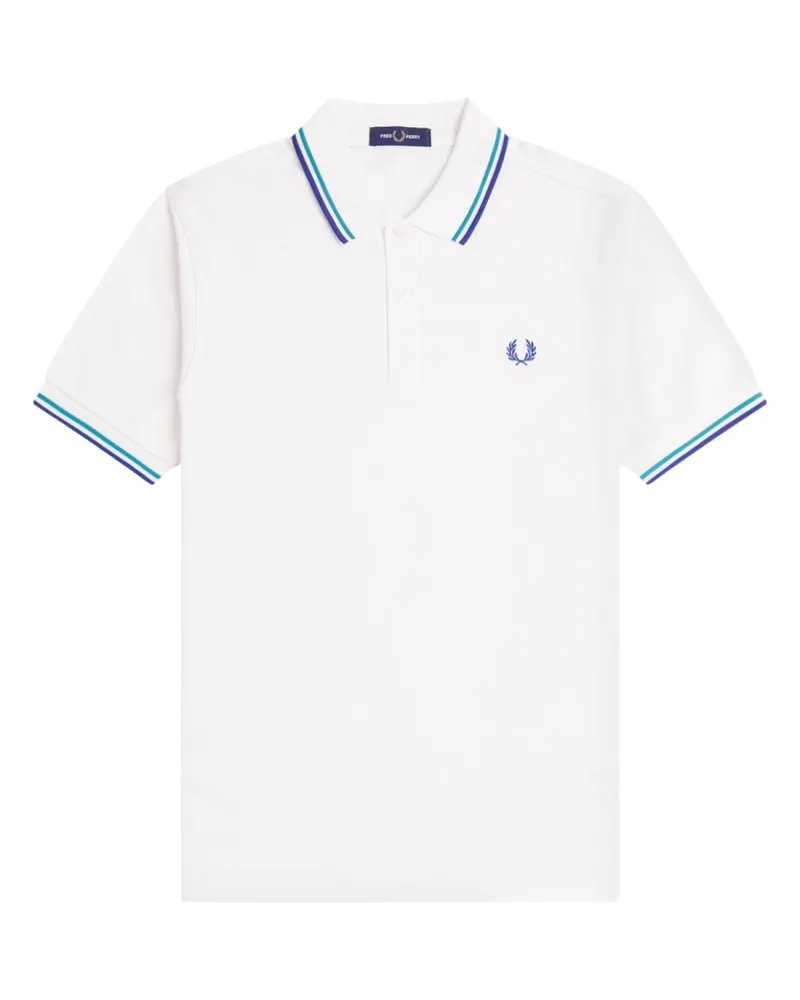 Fred Perry Embroidered Laurel Crest Cotton Polo Shirt — White White