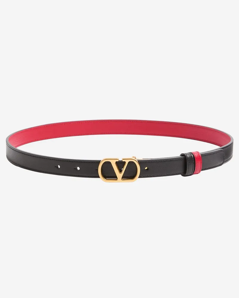 Valentino Garavani Reversible Calf Leather Belt — Black Black