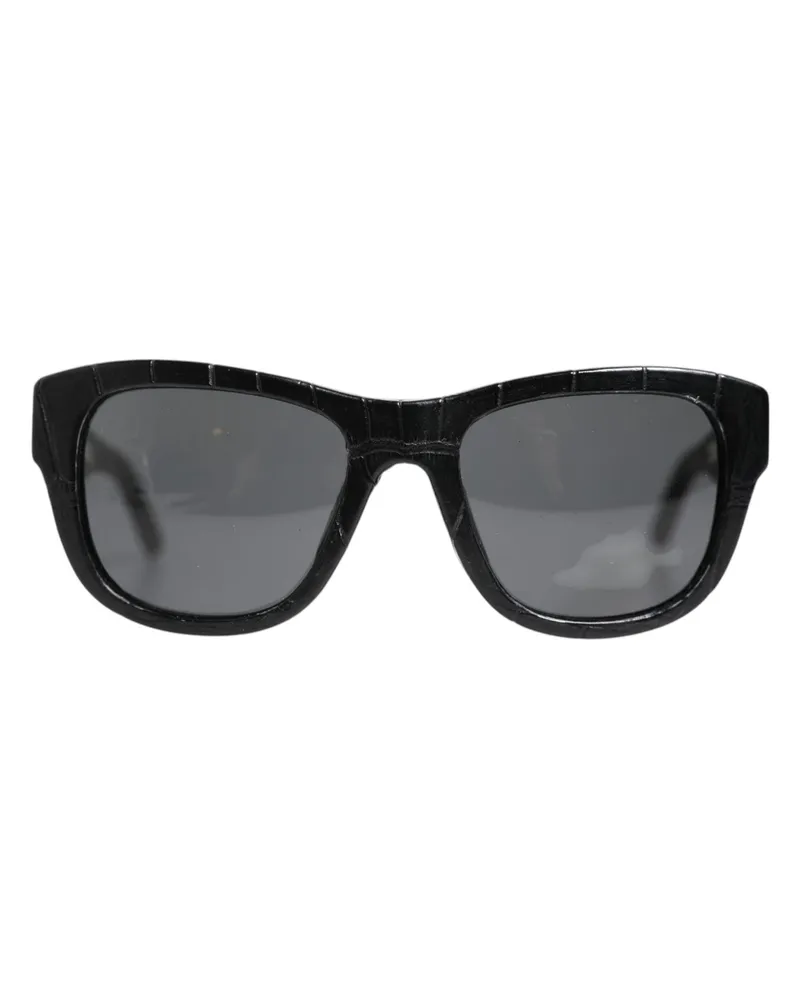 Dolce & Gabbana Women's Dg4177 Black Leather Frame Tinted Lens Sunglasses Alligator Black