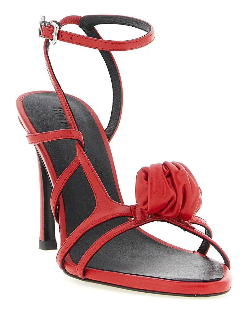 ROTATE Birger Christensen Sculptural Knot Sandal Heel — Red Red