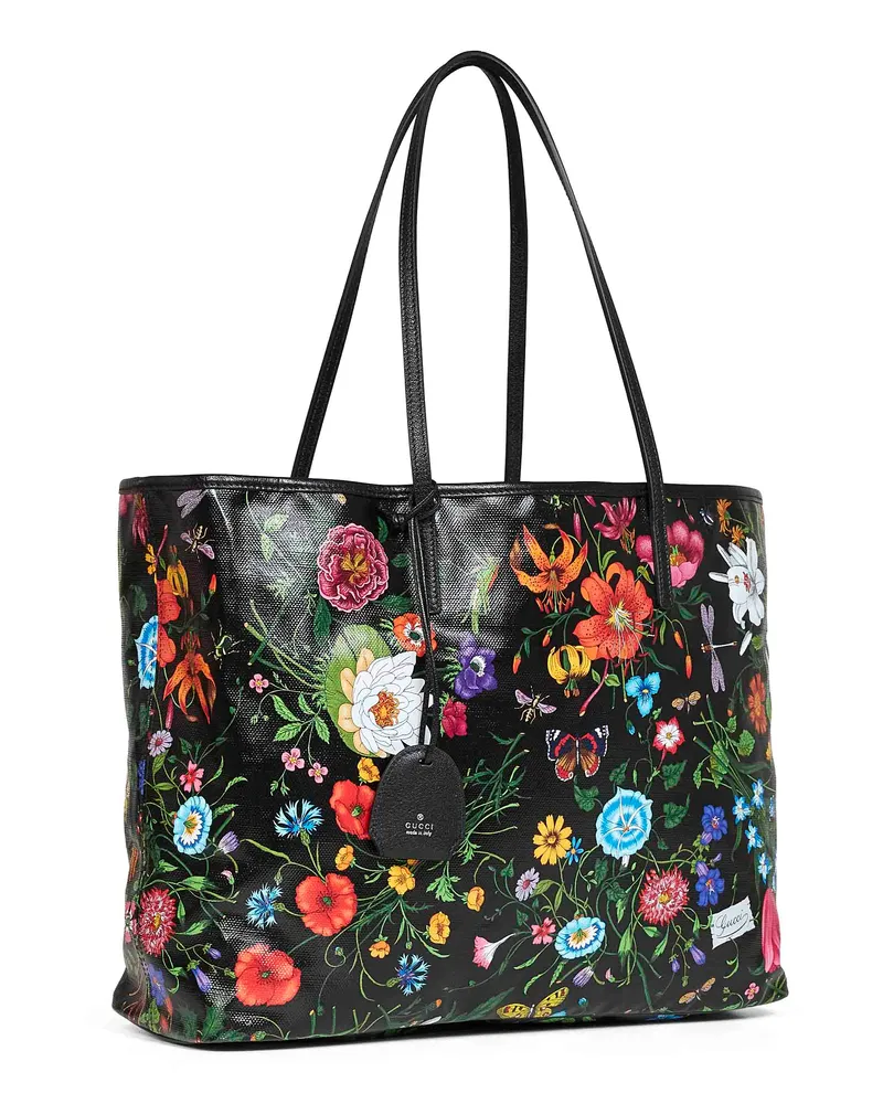 Gucci Women's Shopping Bag Tribeca Black Multicolour Cotton Shoulder Black