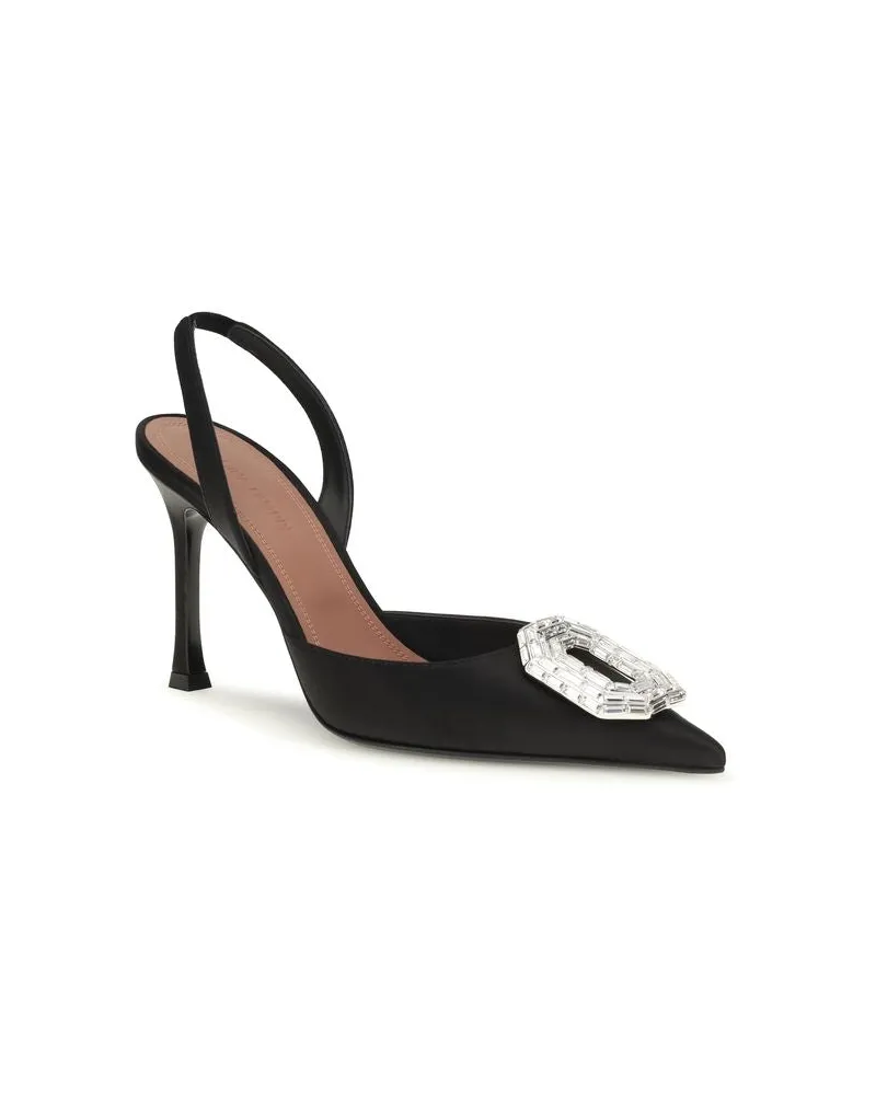 Amina Muaddi Camelia Heel — Black Black