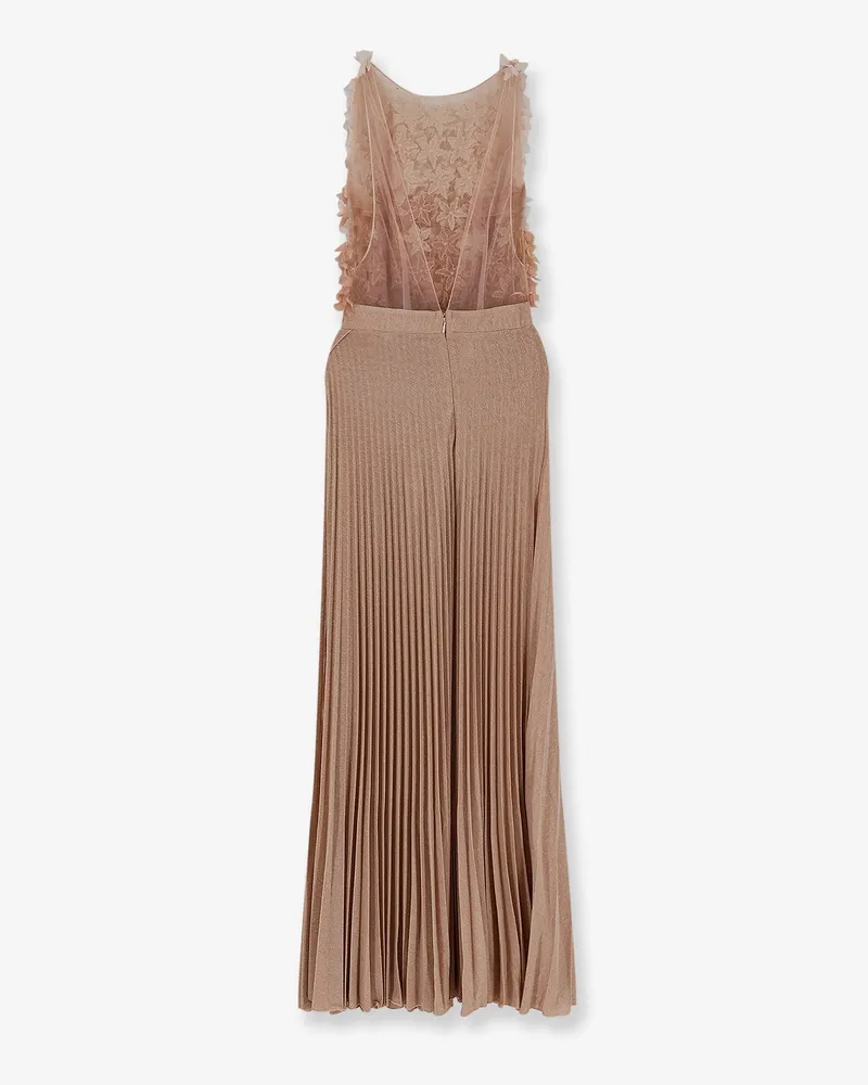 Elisabetta Franchi Women's Evening Gown Pink Voile Polyester Pink
