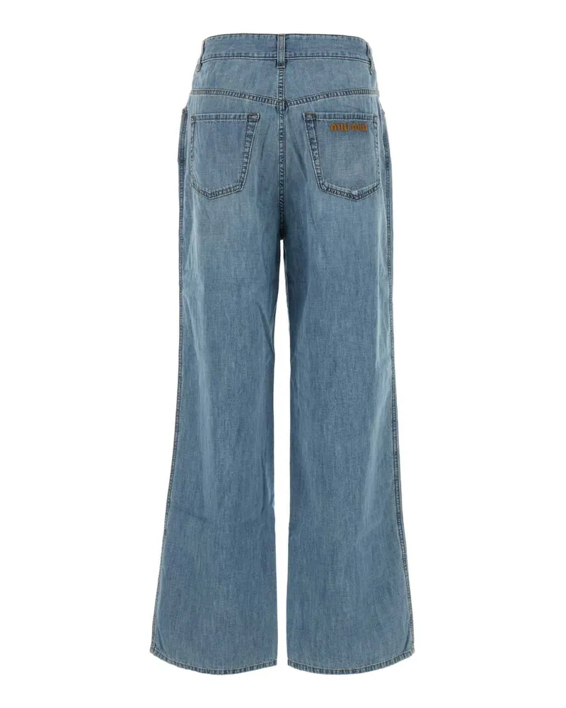 Miu Miu Women's Light Blue Chambray Jeans Azzurro Exterior: Cotton Blue