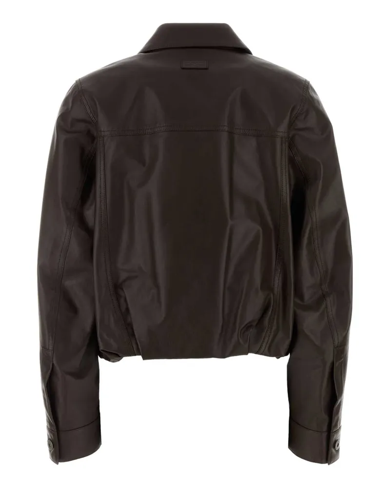 Loewe Women's Chocolate Leather Jacket Dark Brown Giacche Pelle Brown