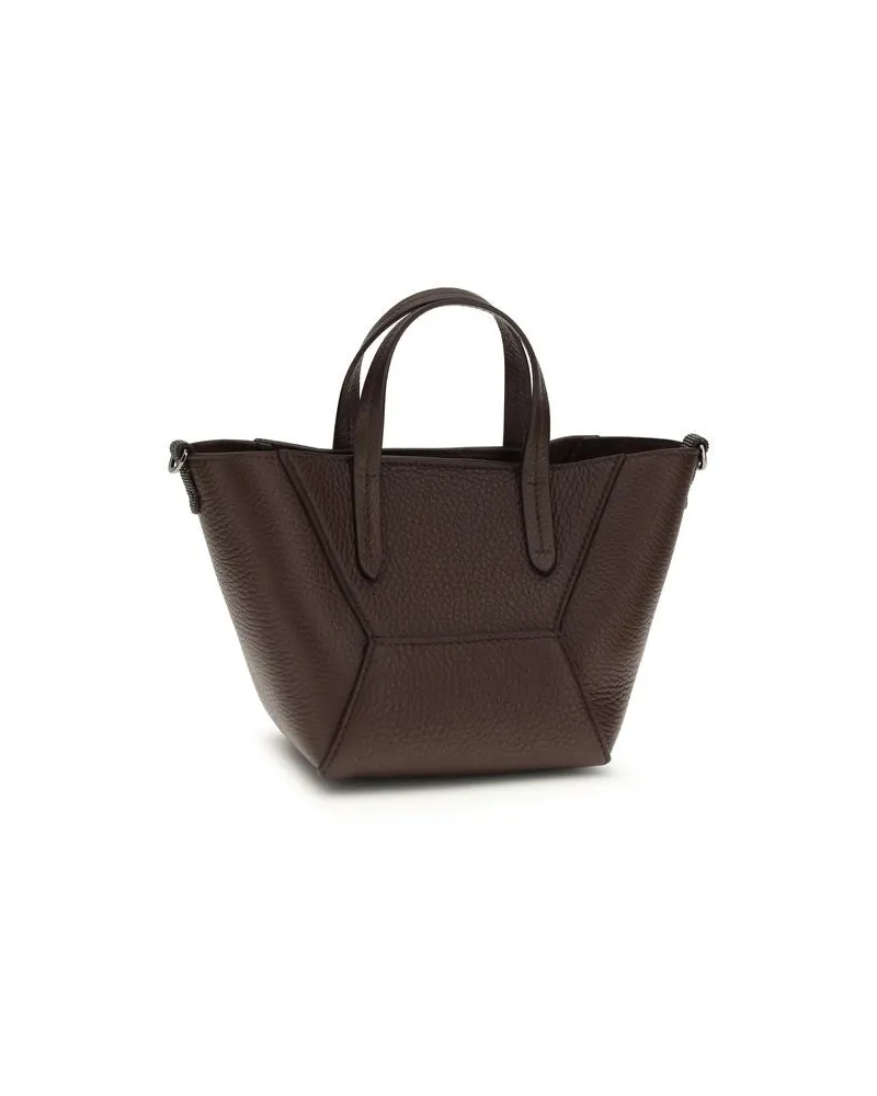 Brunello Cucinelli Women's Bordeaux Calf Leather Bos Taurus Shoulder Bag Brown