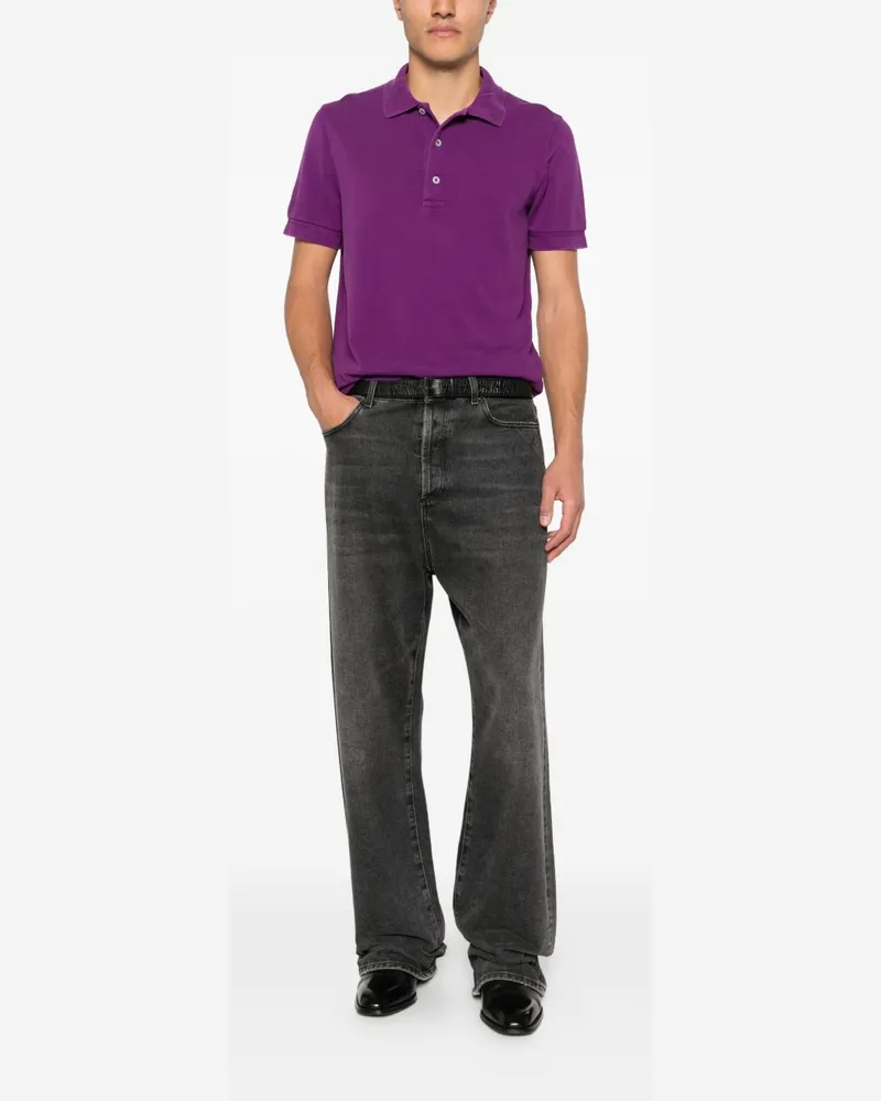 Tom Ford Cotton Blend Polo Shirt — Purple Purple