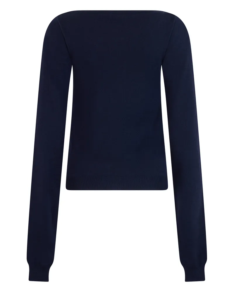 Miu Miu Women's Boat Neck Virgin Wool Sweater Blue Blue