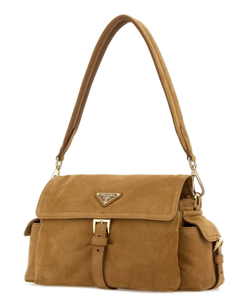 Prada Women's Camel Suede Shoulder Bag Cannella Borse A Mano Camel