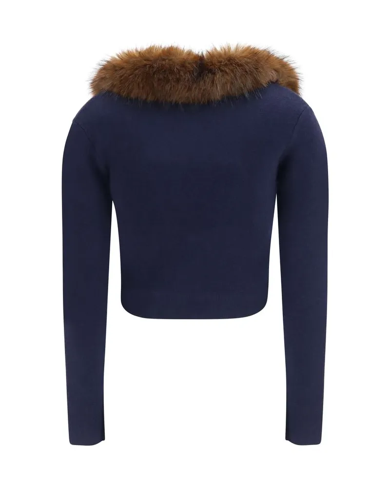Self-Portrait Women's Blue Wool Oves Aries Cardigan Clothing Navy