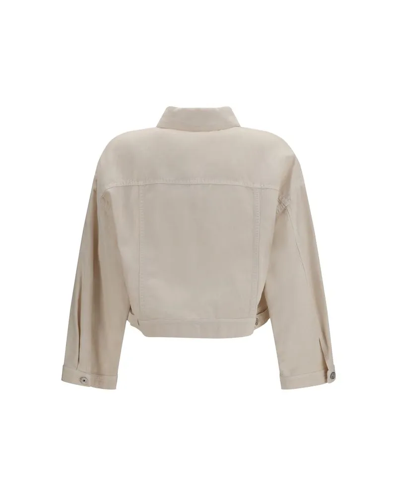 Brunello Cucinelli Women's White Cotton Denim Jacket Clothing White