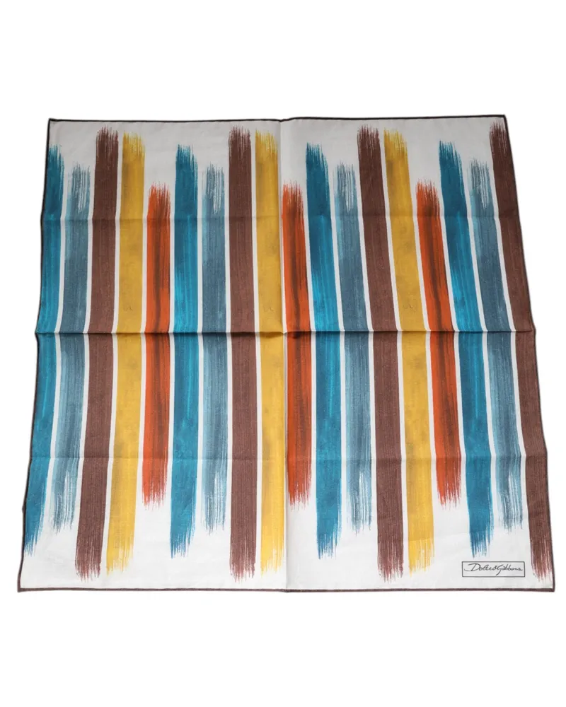 Dolce & Gabbana Men's Multicolor Stripes Cotton Square Foulard Scarf Multicolor