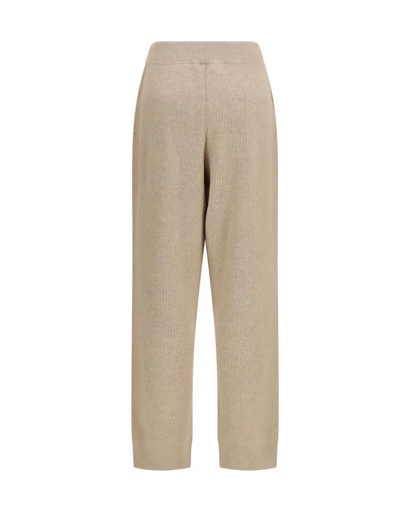 Brunello Cucinelli Women Beige Cashmere Casual Pants Beige