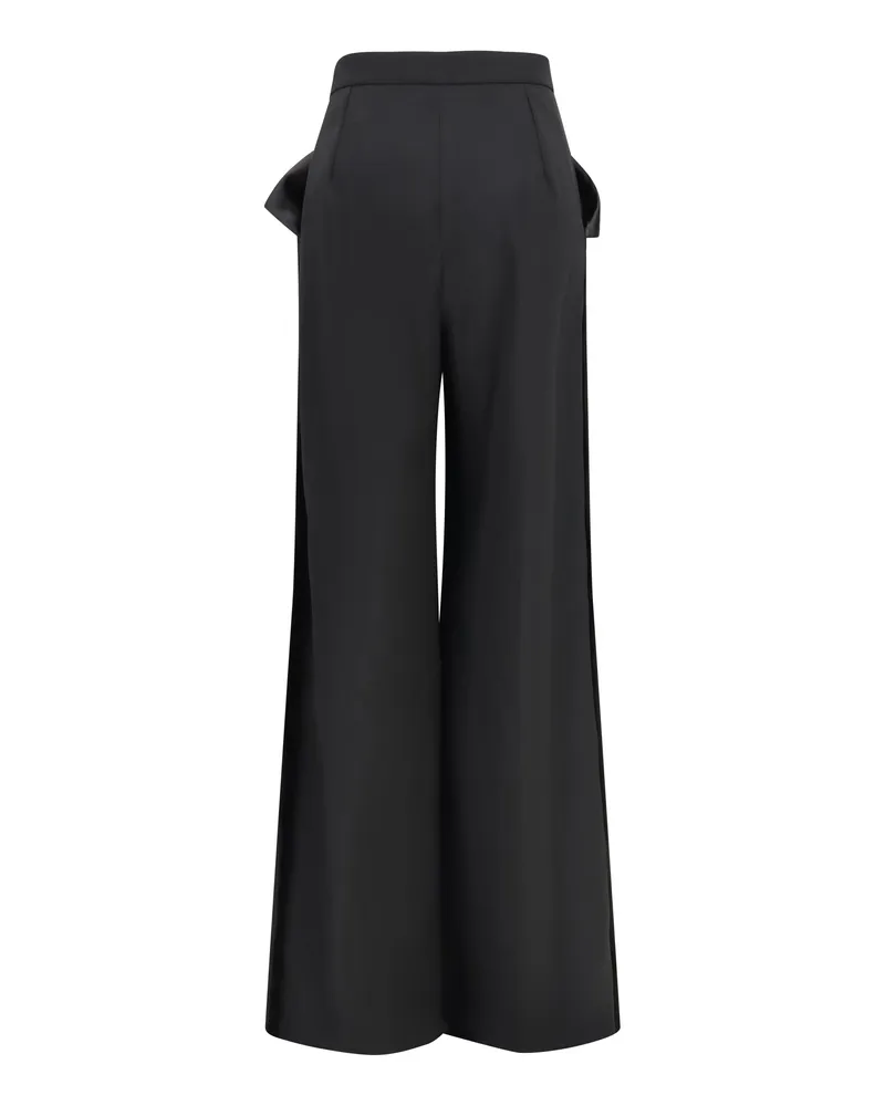 NISSA Wide-Leg Wool-Blend Trousers — Black Black
