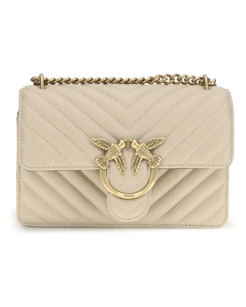 Pinko Women's Shoulder Bag Mini Love Beige-Smoke Grey Grey-Antique Gold Calf Leather (bos Taurus) Beige/smoke Grey/antique Beige