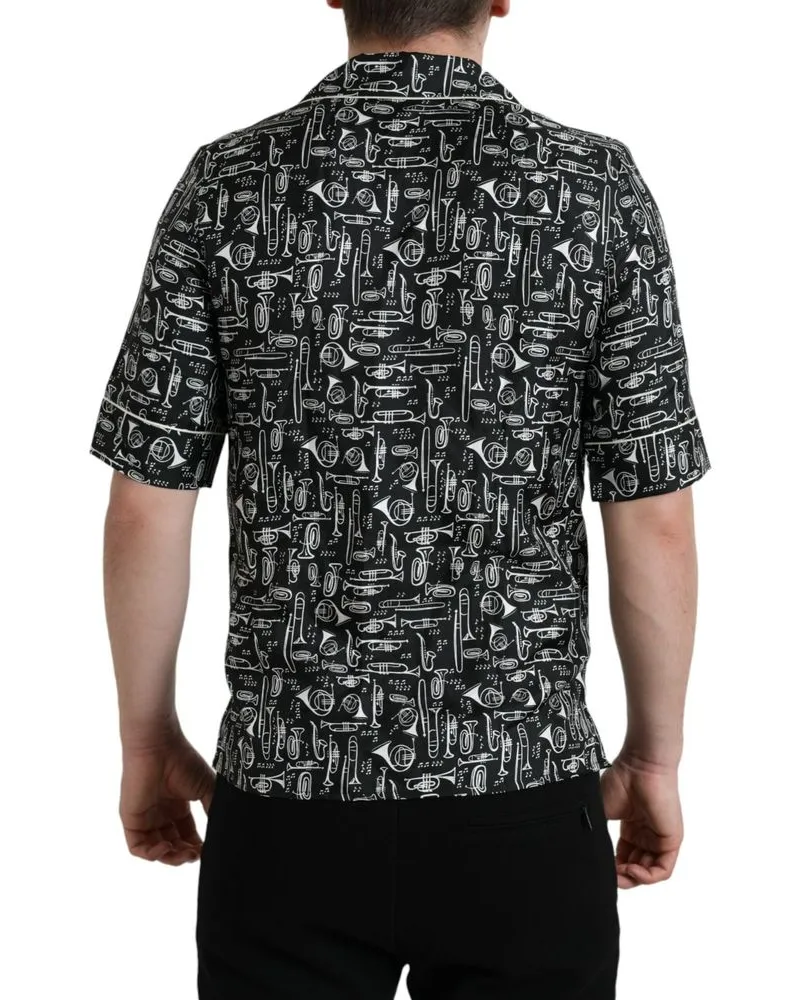 Dolce & Gabbana Men's Black Silk Shortsleeve Shirt Black