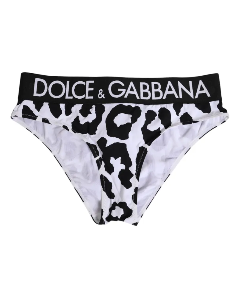 Dolce & Gabbana Women White Leopard Nylon High Waist Panty Underwear Black And 25+pa Clothing Multicolor