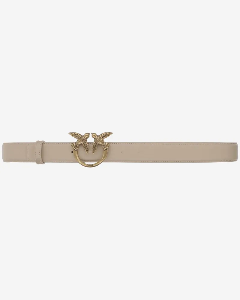 Pinko Women's Leather Belt Love Berry Beige Beige