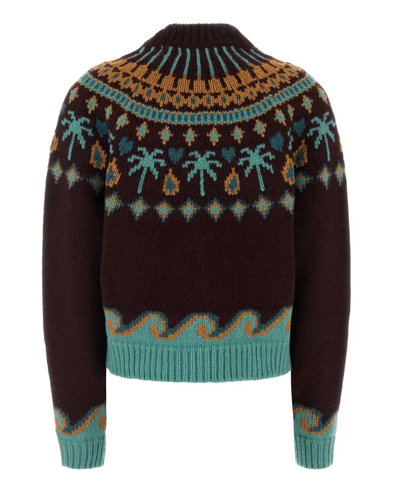 Alanui Women's Embroidered Wool Sweet Winter Sweater Vermouthmulticolor Exterior: Virgin Maglie Burgundy