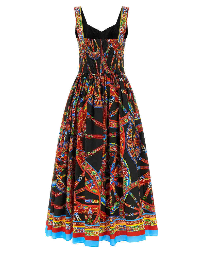 Dolce & Gabbana Women's Multicolor Cotton Long Dress Black