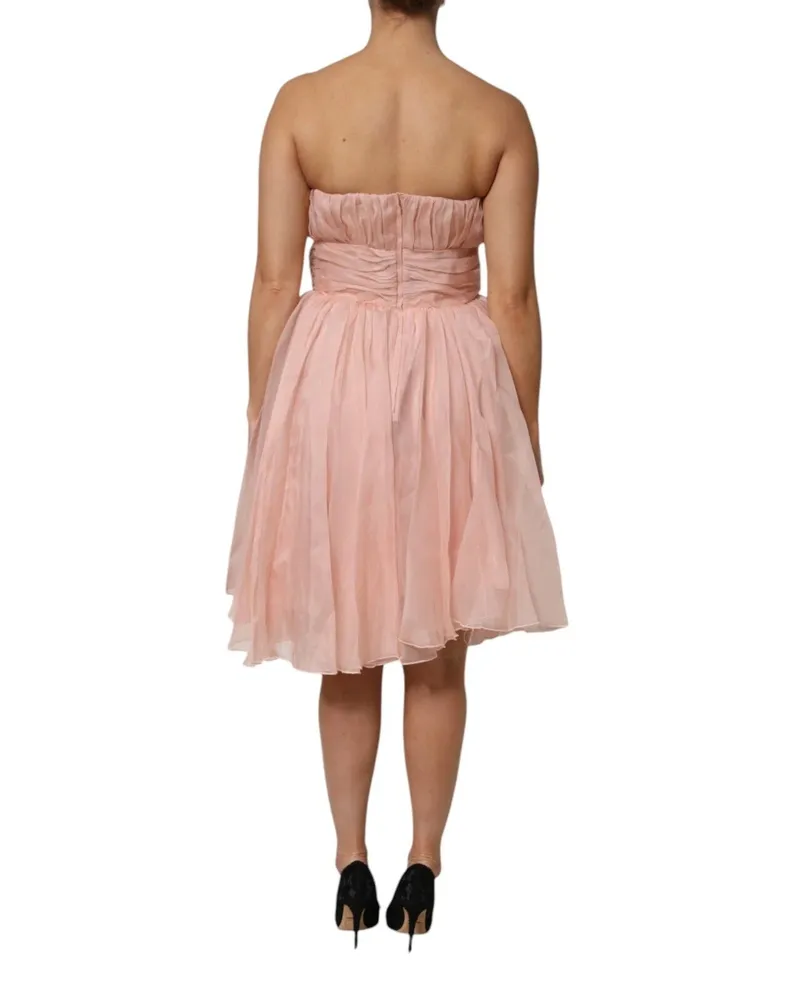 Dolce & Gabbana Women's Pink Silk Chiffon A-Line Pleated Midi Dress Pink