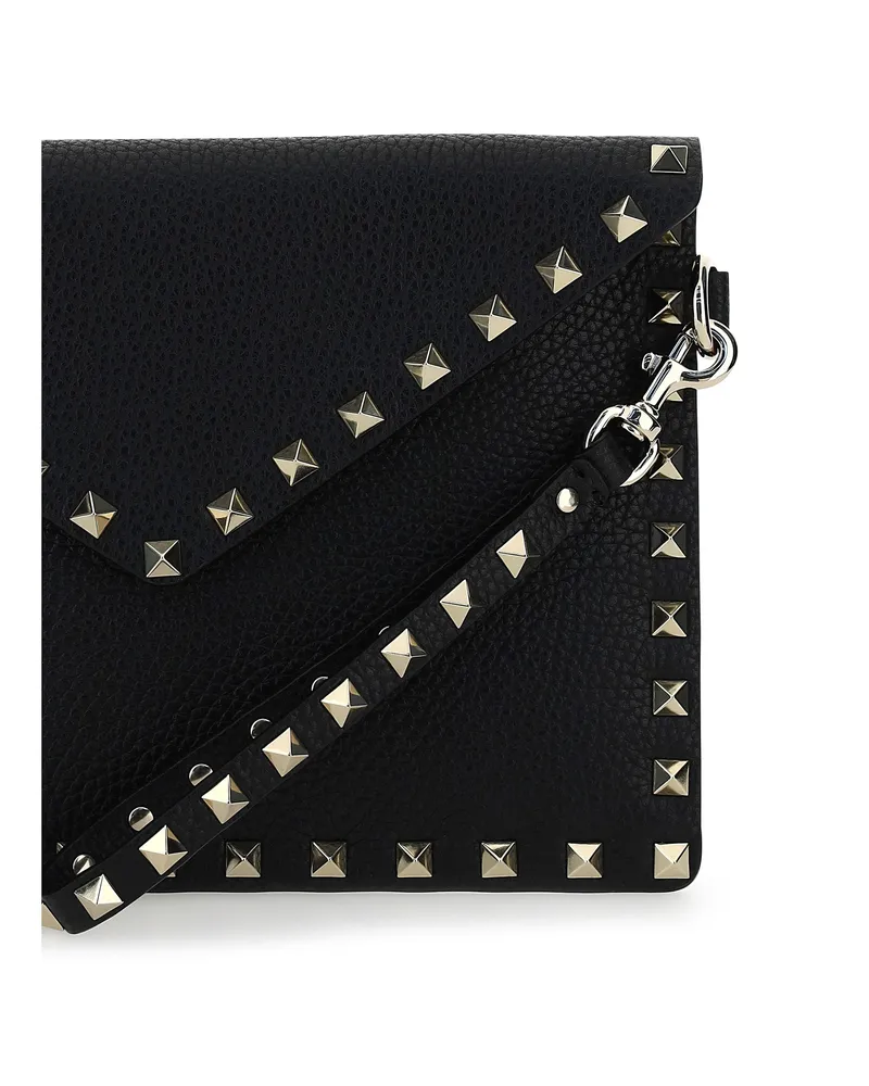 Valentino Garavani Women's Leather Pouch Rockstud Black Calfskin Wallets & Purses Black