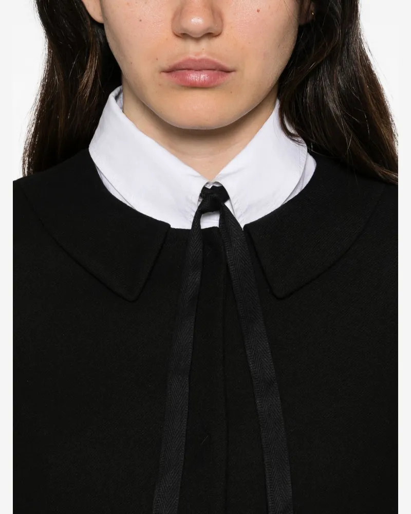 Emporio Armani Wool Blend with Peter Pan Collar Blazer — Black Black