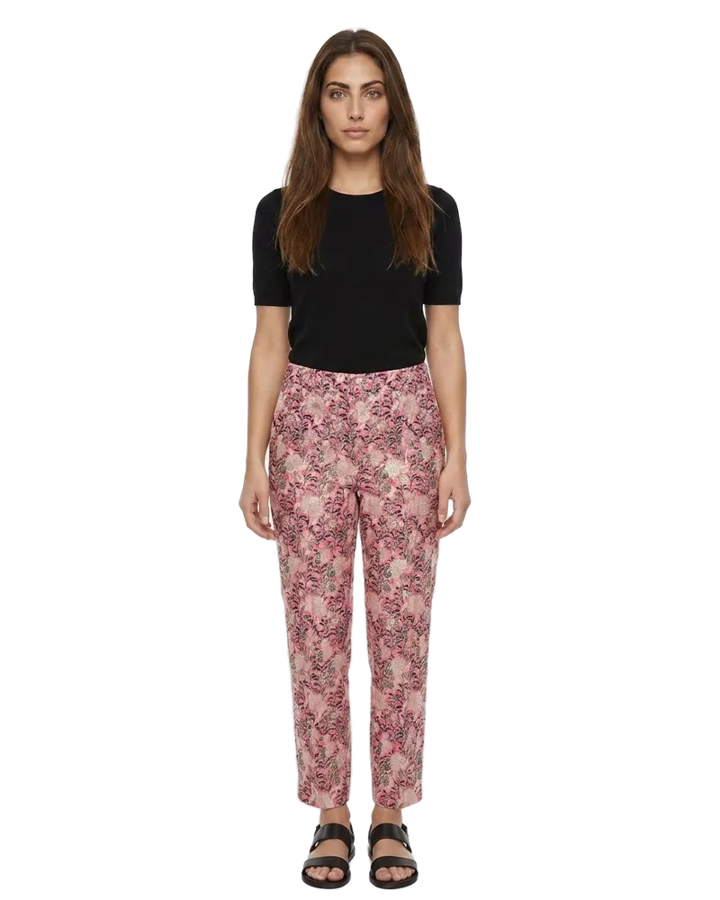 Dolce & Gabbana Floral-Jacquard Cotton-Blend Trousers — Pink Pink