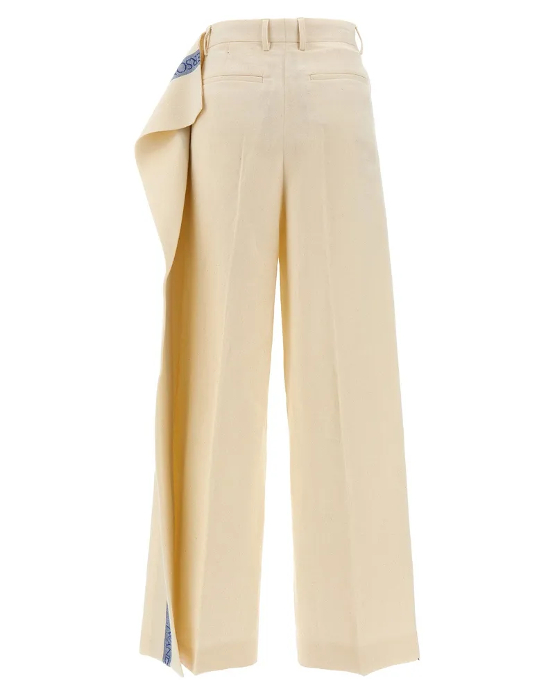 J.W.Anderson Logo-Banded Wide-Leg Trousers — Cream Cream