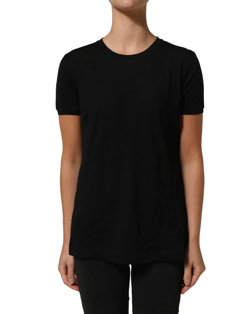 Dolce & Gabbana Women's Black Wool Crew Neck Short Sleeves Men T-Shirt Black